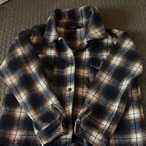 Forever 21 Plaid Kids Jacket - Blue and Cream